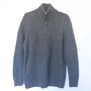 Superdry Herren Pullover Zopfmuster 1/4 Reißverschluss 2XL Grau Wollmischung Outdoor - Bild 1 von 8