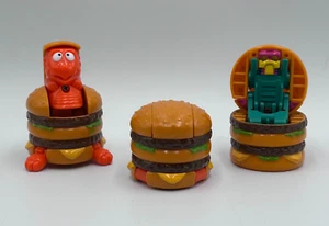 3 VTG McDonald's FOOD CHANGEABLES Happy Meal Toys Big Macs Dinosaurs Transformer - Picture 1 of 14