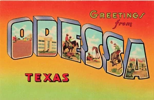 TX Odessa Texas-Large Letters Greetings-Vintage 1940s Linen Postcard (F3) - Picture 1 of 4