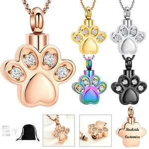 Paw Print Pet Urn Keepsake Pendant Memorial Necklace Dog Cat Ashes Jewellery - Picture 1 of 12