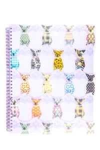 PAPERCHASE aufgerolltes Notizbuch Wiro Hund gemusterter Druck A4 (~11" x 8,5") liniertes Papier - Bild 1 von 2