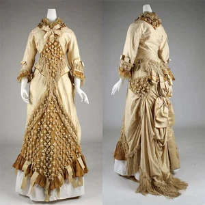 Vestido de duquesa eduardiana victoriano histórico de la década de 1879 vestido de baile de la corte de la Guerra Civil - Imagen 1 de 7