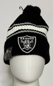 New Era Raiders NFL Beanie One-Time Removable Pom Black White Acrylic Lined Cap - Picture 1 of 13