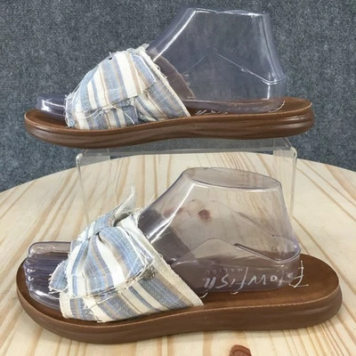 Blowfish Malibu Sandals Womens 8 Slide Blue Striped Slip On Open Toe Casual Flat - Image 1 of 4