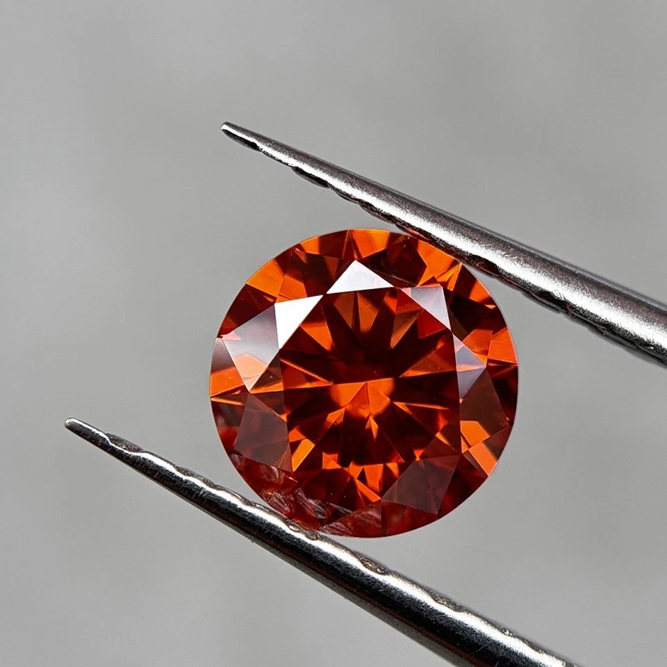 1PCS Round Cut Orange Loose Moissanite Gemstone 3.0mm 0.1ct-15mm 12ct Gemstone Foto 1 de 4