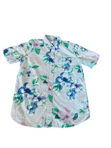 Gap Kids Poplin Printed Shirt Floral Blue and Green SZ 12 Cotton - Picture 1 of 11
