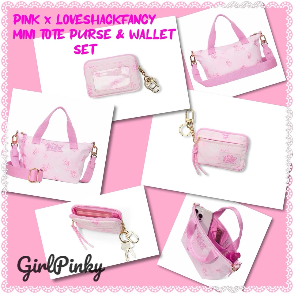 ROSA x LOVESHACKFANCY EN BEAUX ICONOS MINI BOLSO DE MANO Y CARTERA A JUEGO NUEVO EN PAQUETE Foto 1 de 4