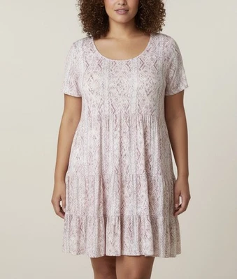 Torrid новый без ЯРЛЫКОВ плюс размер 2 розовый белый ярусный Кокетливое мини-платье богемное Cottagecore - Изображение 1 из 4