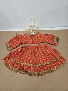 Abito vestito American Girl Pleasant Company Addy a righe righe con volant 2 appendiabiti - Foto 1 di 24