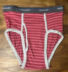 Vintage Fruit Of The Loom Boys Briefs Size XL Mens Small Red Stripe Thick Ringer - Picture 1 of 4