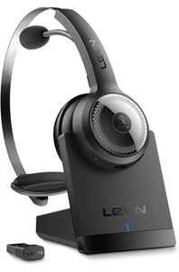 LEVN Wireless Headset W/ AI Noise Canceling Microphone For Work W/ Charging Base - Picture 1 of 9