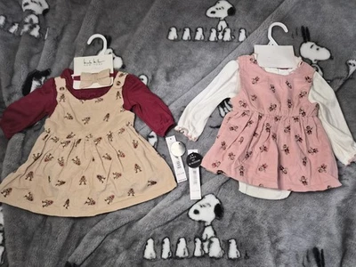(2) 6/9 Vestidos de Pana Bordados de Navidad y Manga Larga de Una Pieza NUEVO Foto 1 de 4