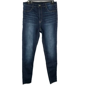 Pantalones de mezclilla H&M divididos talla 10 súper ajustados cintura alta súper elásticos para mujer azul oscuro - Imagen 1 de 11