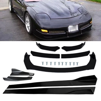 For Chevrolet Corvette C5 Front Bumper Lip Spoiler Splitter Gloss Black Body Kit Foto 1 de 4