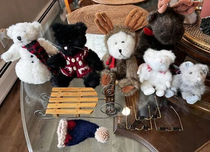 BOYDS BEARS PLUSH Lot of 6 And Accessories Moose Polar Bear Cat Mouse - Picture 1 of 7