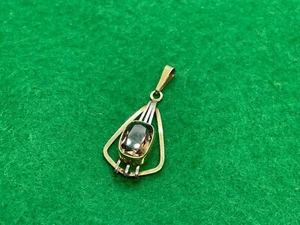 CIONDOLO GALLEGGIANTE 9 CT 9 CARATI ORO GIALLO STILE ART DECO 3,1 G QUARZO FUMÉ - Foto 1 di 2