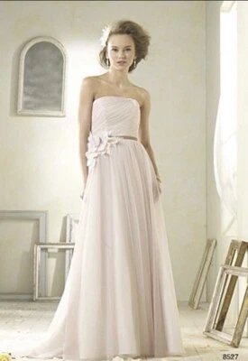 ALFRED ANGELO Sz 8 “Romantic Modern Vintage" Bridal Wedding Gown Blush Pink - Image 1 of 4