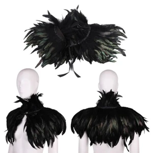 Poncho estola con capa de pluma gótica de 21 pulgadas con cuello de garganta espectáculo de fiesta - Imagen 1 de 10
