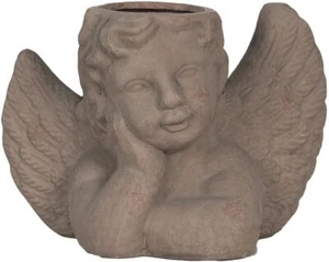 Clayre & Eef 6TE0401S Blumentopf für Innen Engel Grau 23x13x17 cm - Bild 1 von 4