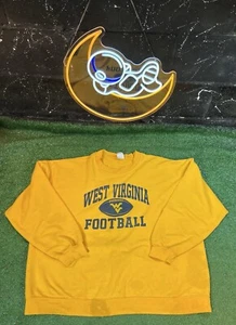 Vintage West Virginia Mountaineers Sweatshirt Men XXL 2XL Yellow Crew Neck WVU - Picture 1 of 8