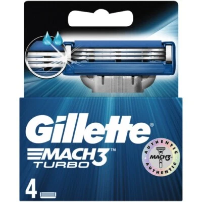 Pack 4 Lames GILLETTE MACH3 TURBO Recharge Rasoir Rasage Lot Gilette Mach 3 NEW* - Bild 1 von 4