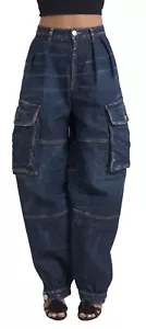 DSQUARED2 Jeans Blue High Waist Cotton Cargo Baggy Denim IT38/US4/XS RRP 880usd - Picture 1 of 9