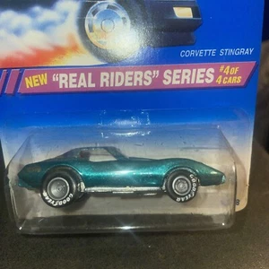 1995 Hot Wheels Real Riders Series GREEN CORVETTE STINGRAY Real Rubber Tires - Picture 1 of 12