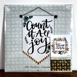 2025 Wall Calendar and Matching Pocket Planner 12x24 Joy Courage Kindness - Picture 1 of 4