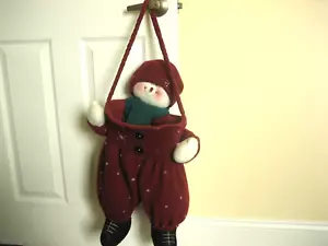 Snowman Christmas Hanging "Stocking" Plush Red Plus Snowflakes - Picture 1 of 8