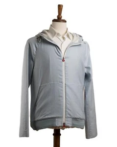 Kiton $11,720 NWT Light Blue Cashmere Silk Suede Blouson Hooded Jacket (50 IT) M - Picture 1 of 6