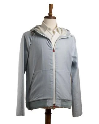 Kiton $11,720 NWT Light Blue Cashmere Silk Suede Blouson Hooded Jacket (50 IT) M - Image 1 of 4