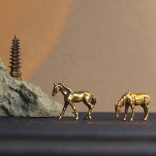 Antike Messing feste Langschwanz -Pferd Figuren Miniaturen Feng Shui Ornament