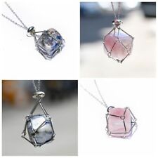 Copper Crystal Holder Cage Necklace Silver Color Chain Necklaces  Party