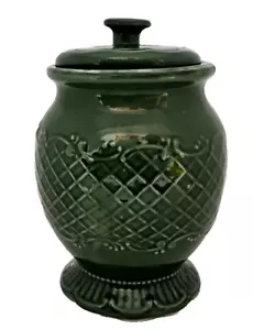 Vtg. Majolica Crest Canterbury Potteries w/ Lid 6.5 Cup Cookie - Storage Jar - Picture 1 of 19