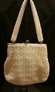 Vintage Tasche mit Lumen Elfenbein Perle 40er Jahre schön - Bild 1 von 6