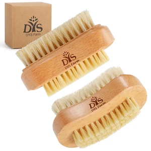 Wooden Fingernail Nail Brushes for Cleaning, Natural Boar Sisal Bristle Two-Side - Picture 1 of 12