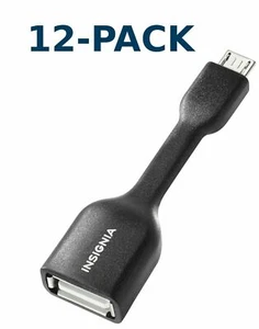 NEW 12-PACK Insignia OTG On The Go Micro USB-to-USB Type-A Adapter Cable Android - Picture 1 of 3