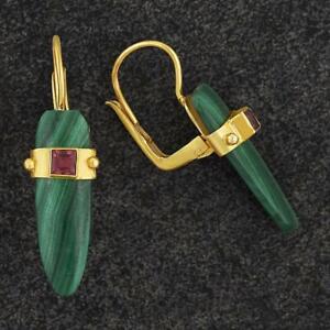 Manhattan Green Deco Malachite Earrings : Museum of Jewelry