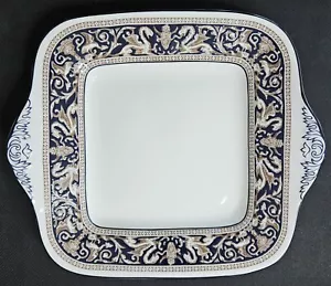 Vintage Wedgewood Cake Serving Plate 11" Square W1956 Florentine Cobalt Blue - Picture 1 of 17