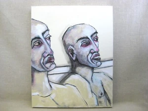 Surreales Männerportrait Gemälde Original Wandbild Männerhöhle Wohndeko 16 x 20 - Bild 1 von 4