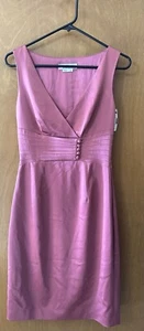 ABITO KAY UNGER ADERENTE FESTA COCKTAIL MATRIMONIO OSPITE RASO ROSA 2 CON ETICHETTE - Foto 1 di 5
