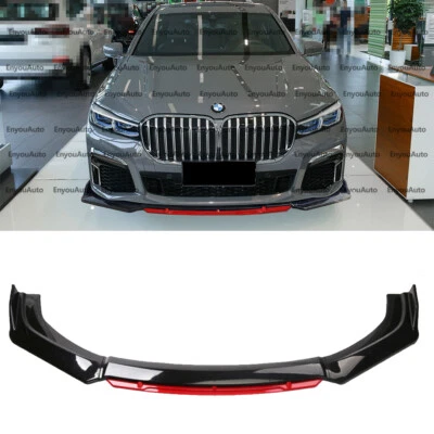 For BMW 740i 750i 760 Series Front Bumper Lip Spoiler Splitter Gloss Black Red - Image 1 of 4