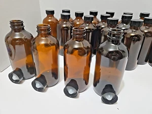 4 bottiglie di vetro marrone ambrato - tappo polisigillo alto 5,5" 8 oz lotto di 4 - Foto 1 di 8