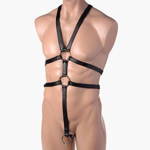 STRICT Male Full Body Harness Black | BDSM Bondage Faux Leather - Picture 1 of 8