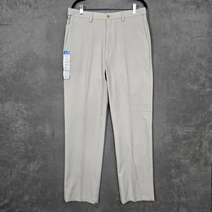 Haggar Cool 18 Pro Classic Fit Flat Front Pants mens 34x34 NWT light beige khaki - Picture 1 of 11