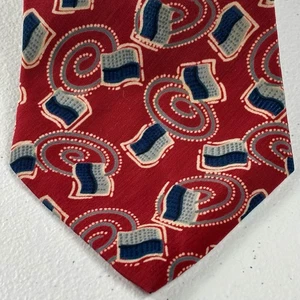 Bugle Boy USA Silk Novelty Necktie Red Abstract Geometric Print Tie Neckwear - Picture 1 of 5