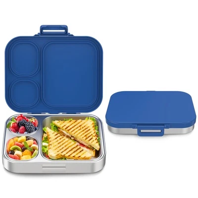 Stainless Steel Bento Box Kids, Leak Proof Metal Bento Lunch Box,3 Compartmen... - Image 1 of 4
