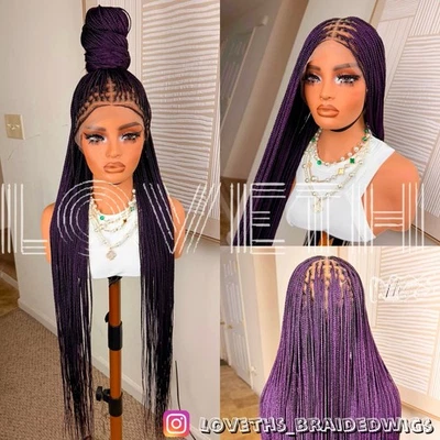 Ships next day(2days SHIPPING)Cornrow Full lace Braided wig,black knotless braid - Image 1 of 4