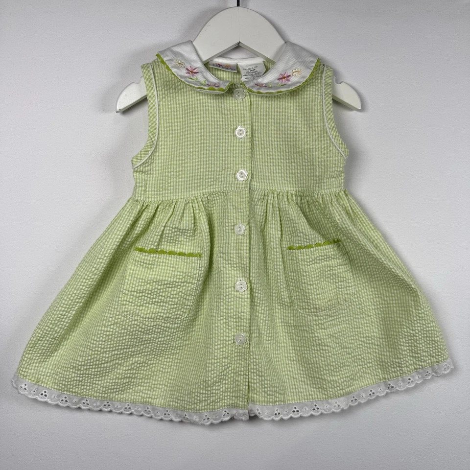 Carter's Vintage Seersucker Baby Toddler Dress 2T Green - Image 1 of 4