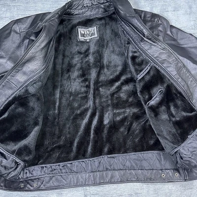 De Colección Años 90 Winco EE. UU. Hombres NEGRO Cuero Bombardero AJUSTABLE Motocicleta Motociclista Chaqueta XL Foto 1 de 4